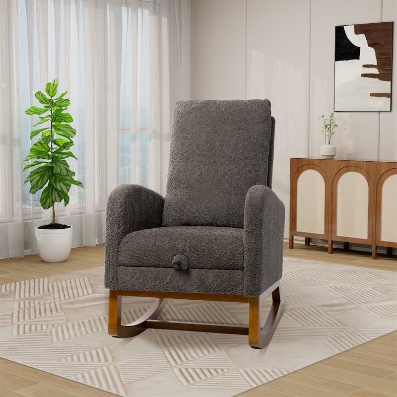 25.4"W High Back Rocking Chair for Nursery with Retractable Footrest