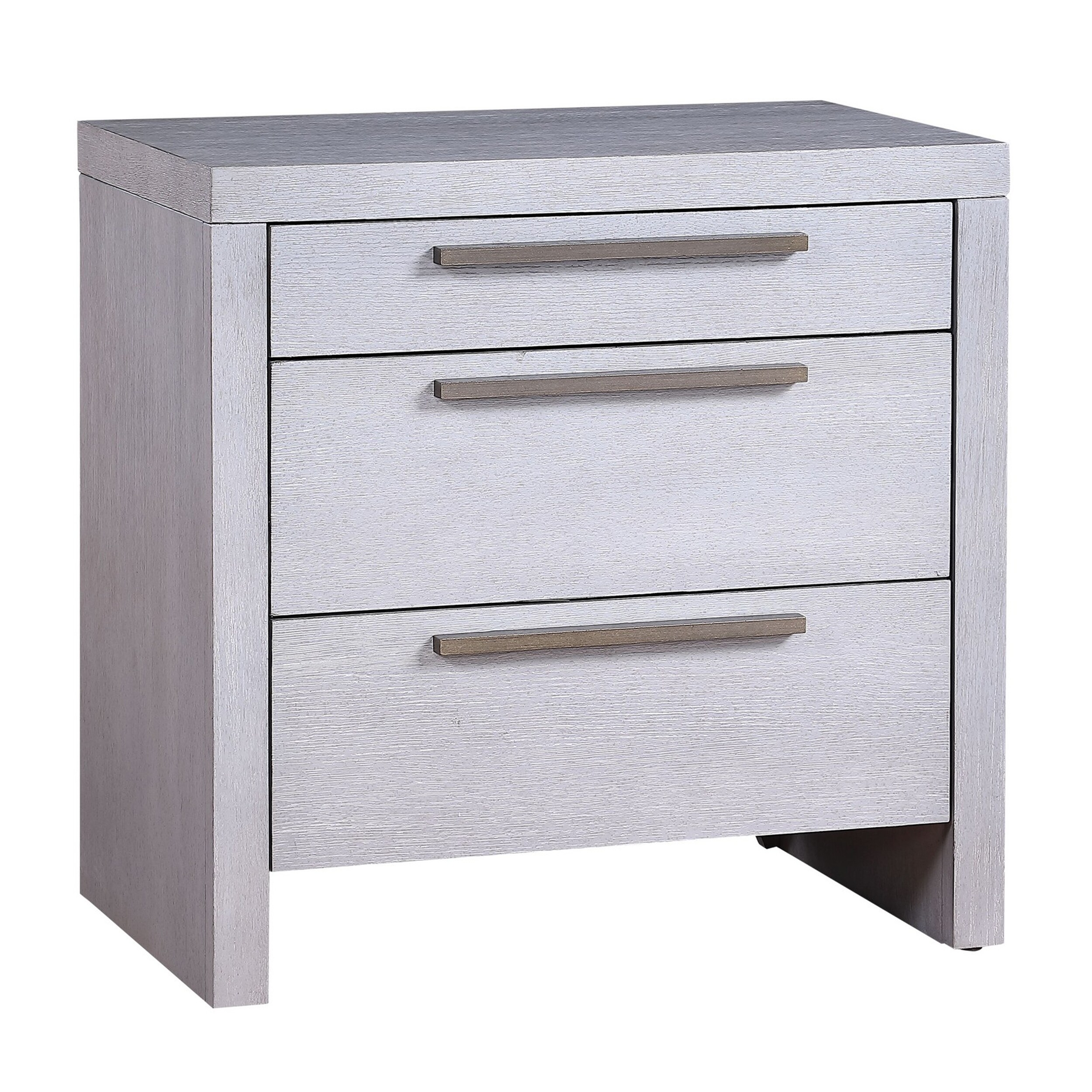 Shop 3 Drawer Wooden Nightstand With Oversized Metal Bar Pulls Antique White On Sale Overstock 31600276