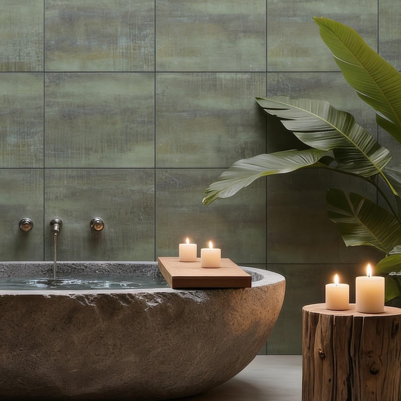 Merola Tile Fusione Reggia Green 23-1/2" x 23-1/2" Porcelain Floor and Wall Tile