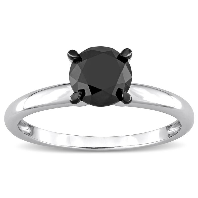 Miadora 1 1/2ct TDW Black Diamond Solitaire Engagement Ring in 14k White Gold