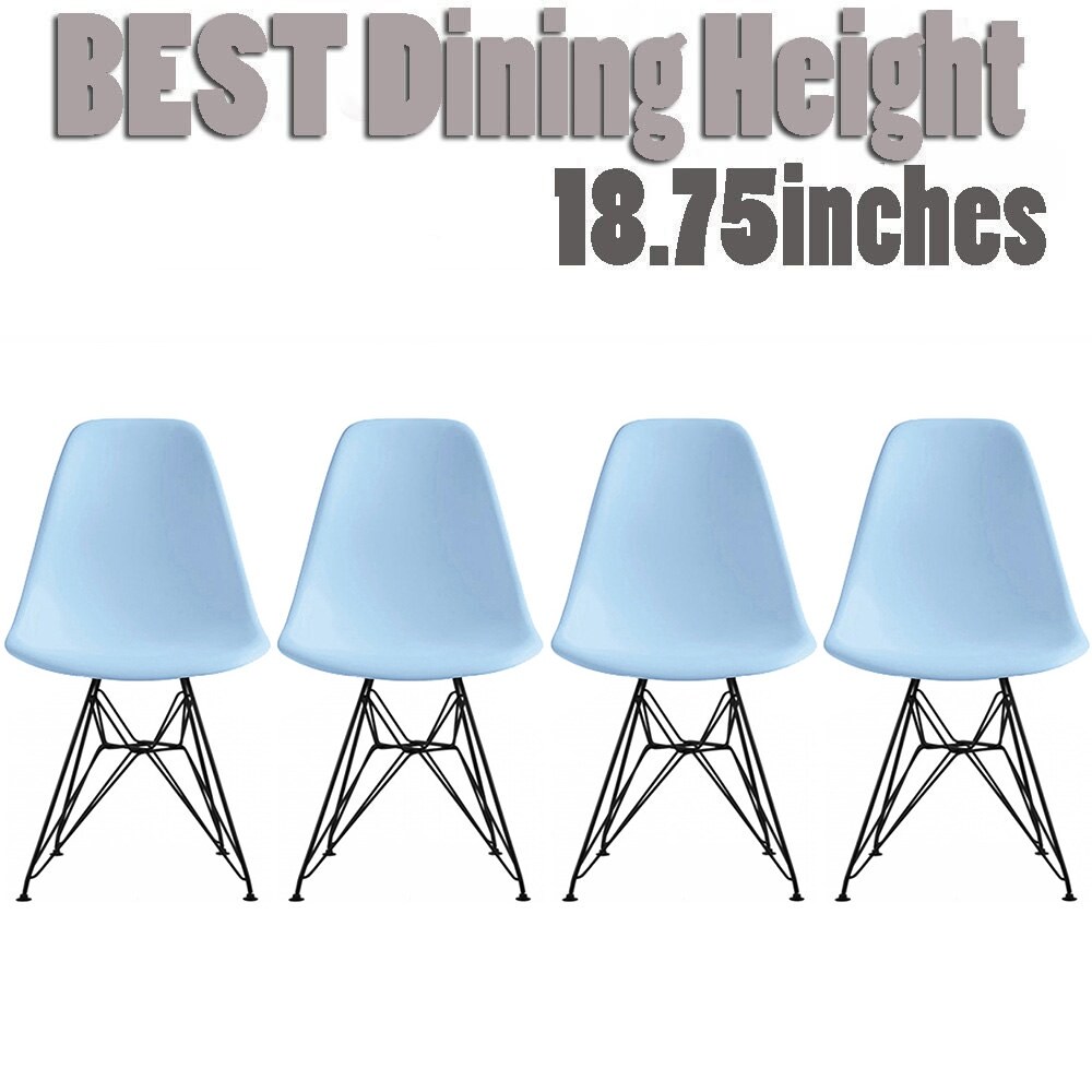 Set of 4 Modern Color Seat Height DSW Molded Armless Plastic Dining Room Chairs Black Wire Eiffel Dowel Legs