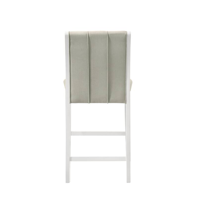 Nolan 26 in. Dark Roast Counter Height Rubberwood Barstool with Grey Fabric Seat - Set of 2