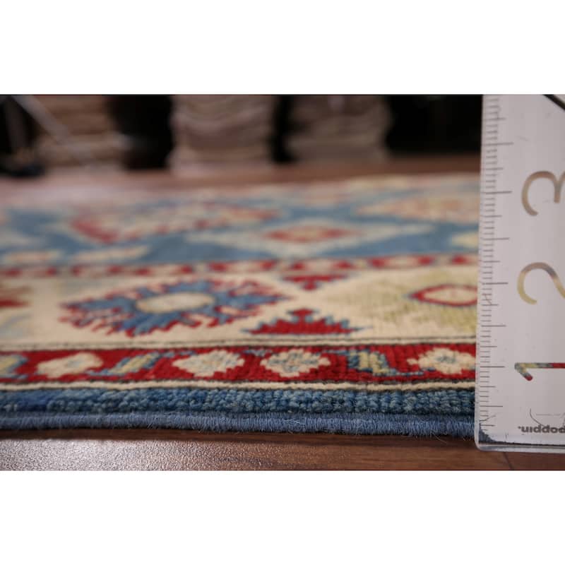 Blue Kazak Accent Rug Hand-Knotted Wool Carpet - 3'10" x 6'3"