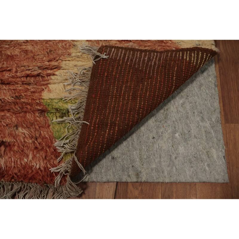 Hand Knotted Oriental 100% Wool Carpet Modern Tribal Oranges & Rust Moroccan Area Rug - 9' 11'' X 6' 5''