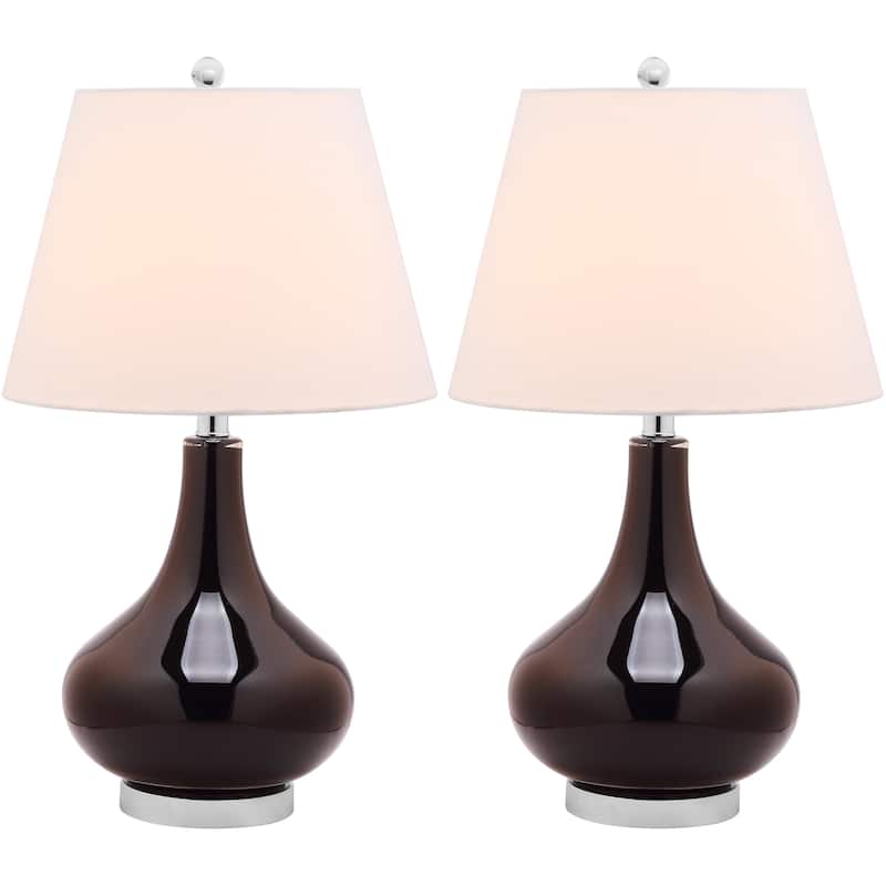 SAFAVIEH Lighting Shanda 24-inch Gourd Glass White Table Lamp (Set of 2) - 14"x14"x24" - 14Wx14Dx24H