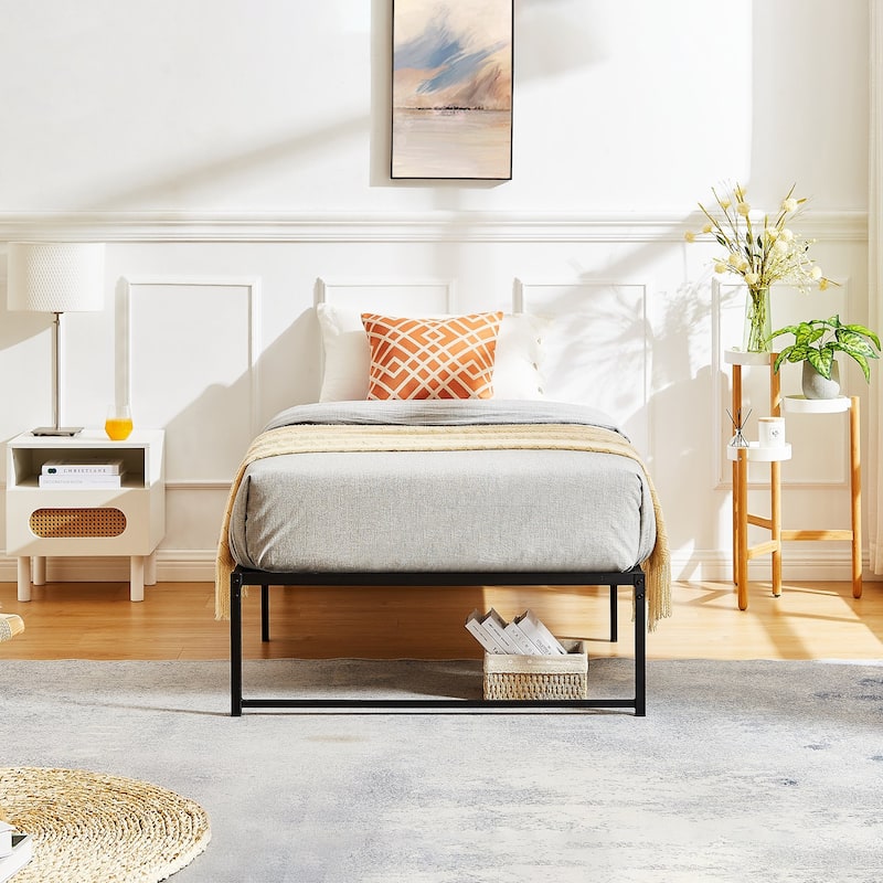 14.2-Inch Twin Size Metal Platform Bed Frame Heavy Sturdy Slat