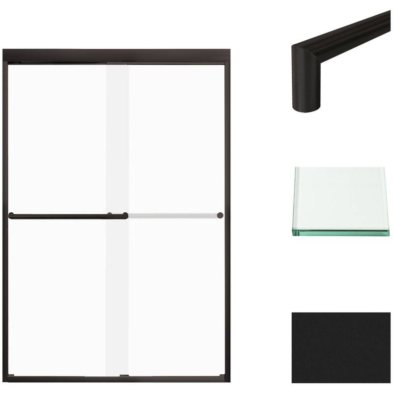 Transolid FBPT487008F-T 70" High x 47" Wide Bypass Frameless Shower - Matte Black