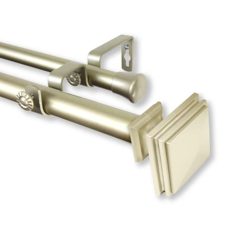 Victorian Double Curtain Rod 120-170", Rustic Adjustable Rod Set, Light Gold Home Decor - M