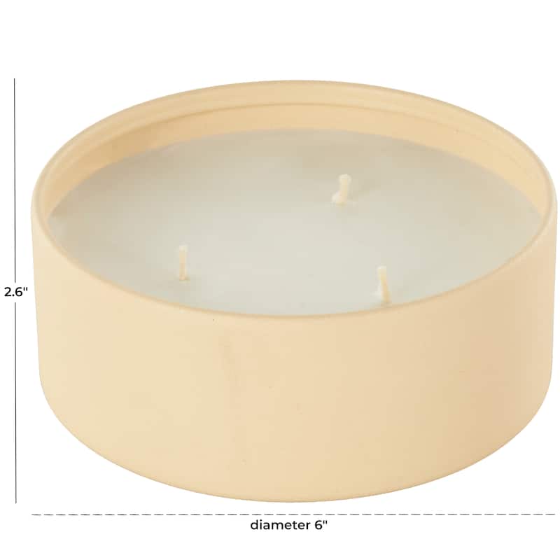 Metal Scented Textured 22oz 3 Wick Decorative Candle with White Wax - Beige, Black or Cream - Roche River Decor