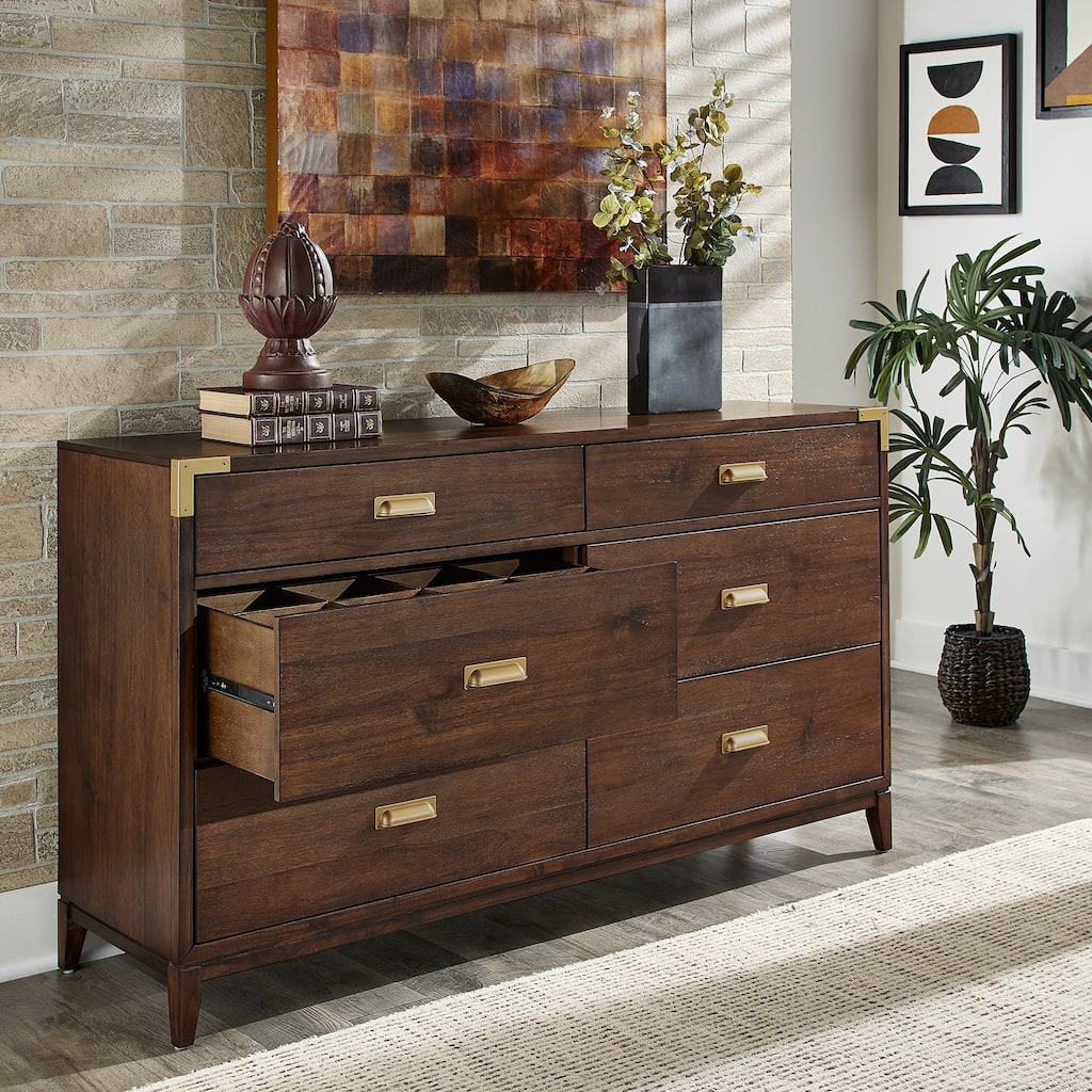 Khourush 64" Wide 6 - Drawer Campaign Dresser by iNSPIRE Q Modern