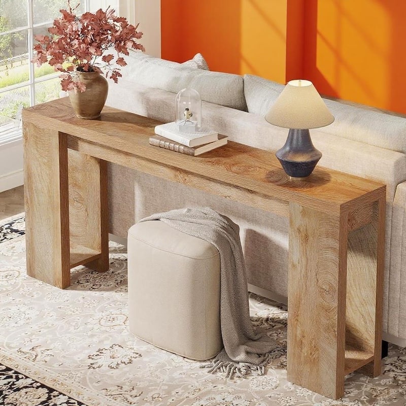 Farmhouse Console Table Rustic Wood Entryway Sofa Hallway Foyer Table 70 Inch - 70.9" x 11.8" x 33.5"
