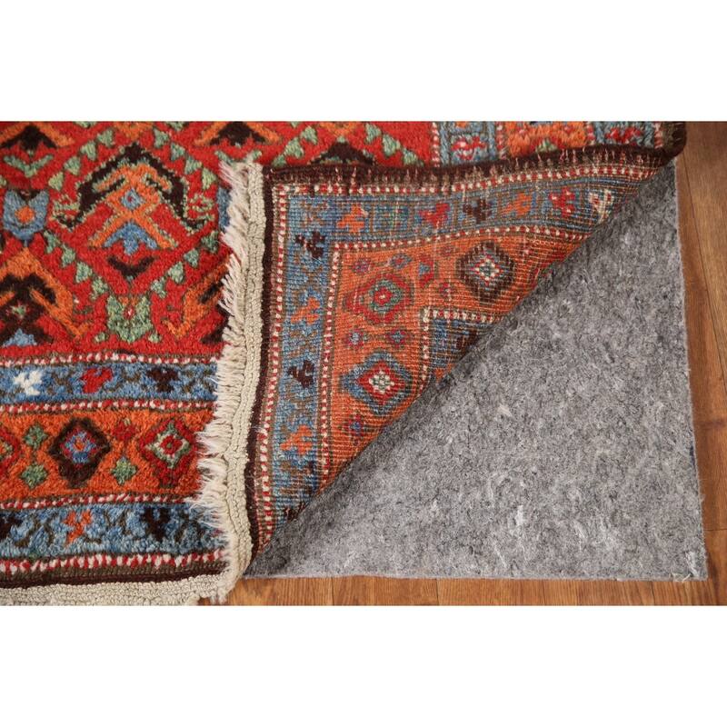 Hand Knotted Oriental 100% Wool Carpet Traditional All-Over Red Heriz Runner Rug - 13' 10'' X 3' 4''