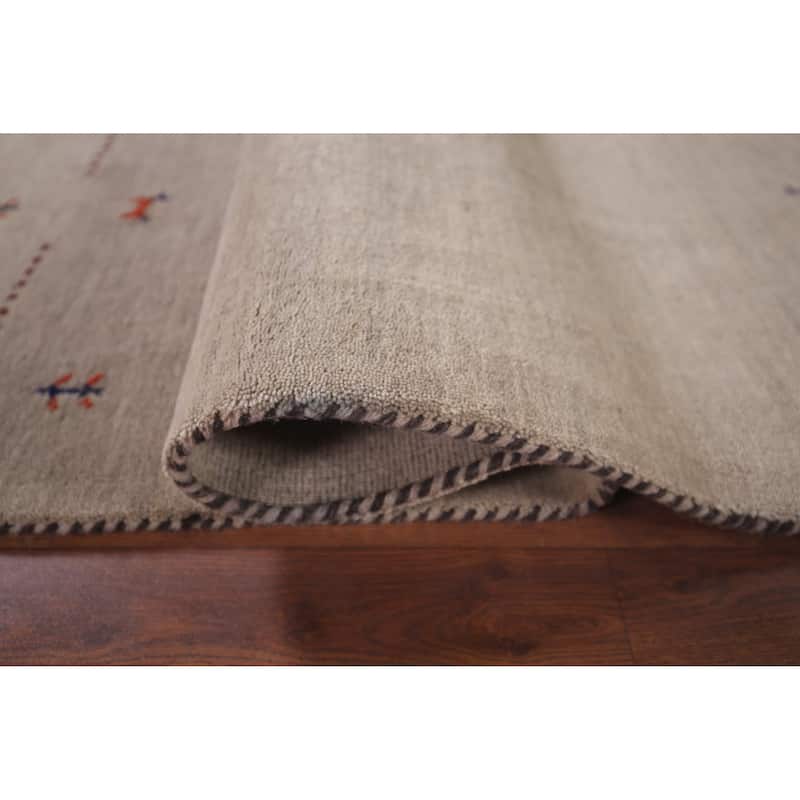 Beige Gabbeh Indian Area Rug Handmade Wool Carpet - 4'7"x 6'6"