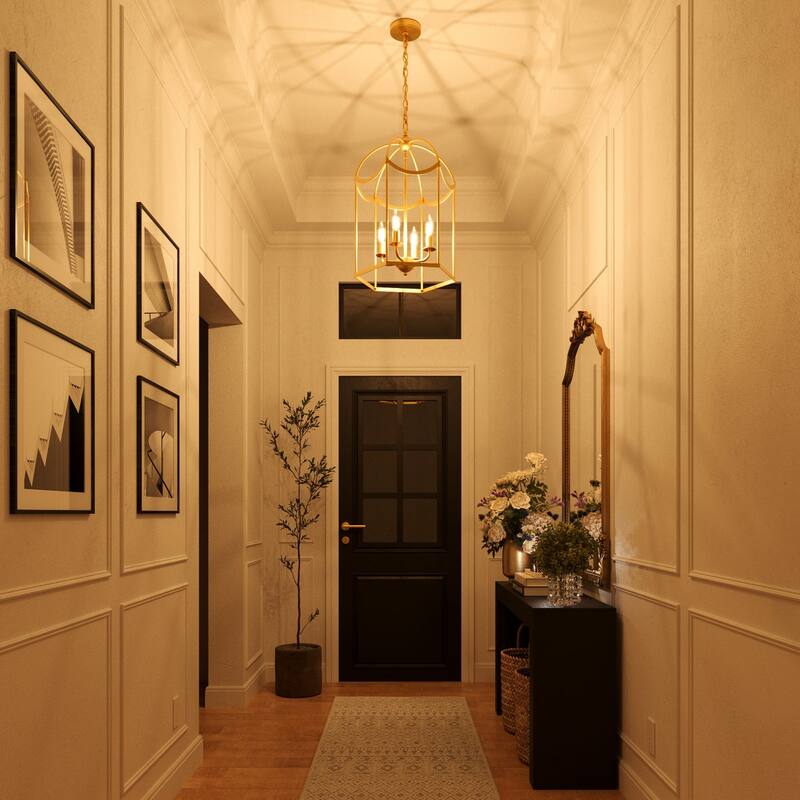 Acroma Dimmable Geometric Lantern Drum Chandeliers