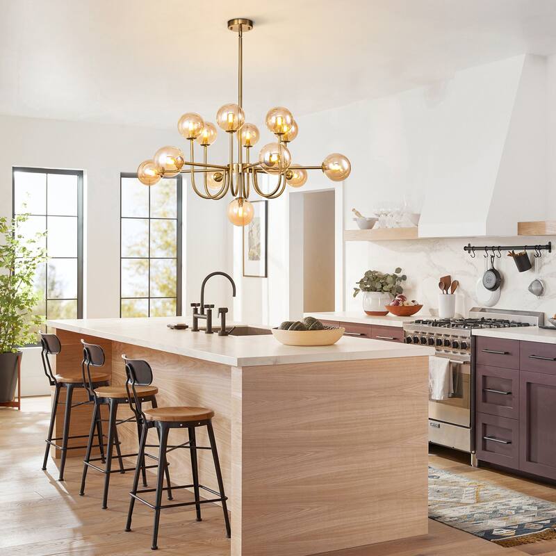 13-Light Mid-Century Modern Sputnik Cluster Pendant Lighting Magic Bean Glass Globe Bubble Chandelier