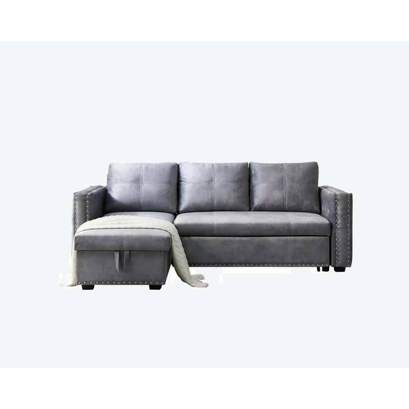 Classic and Cozy L-shape Pull-out Sleeper Sectional Sofa