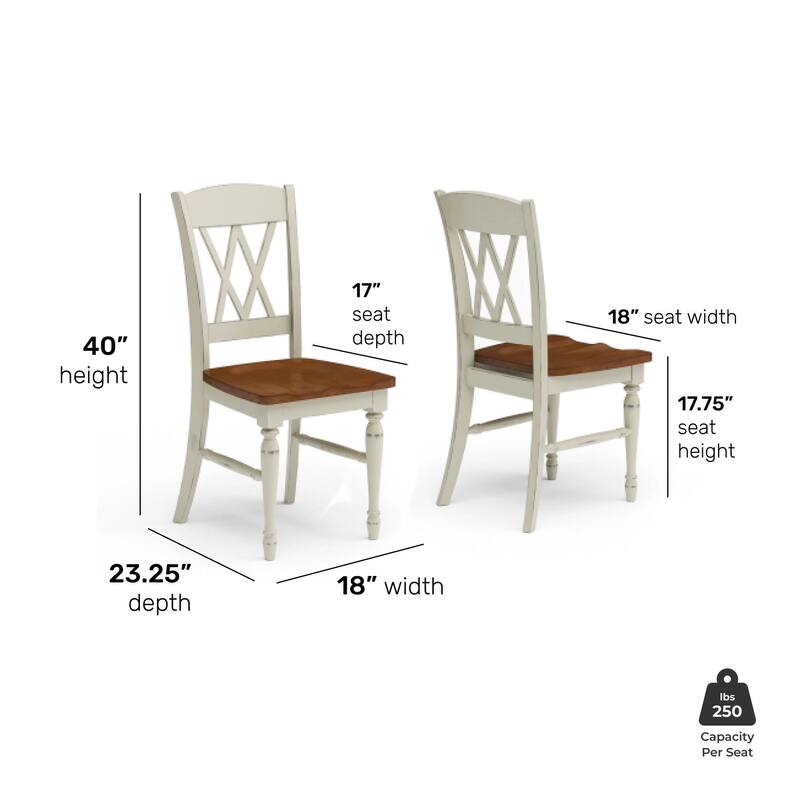 Monarch Off-White Wood 7 Piece Dining Set With18" Removable Leaf by Homestyles