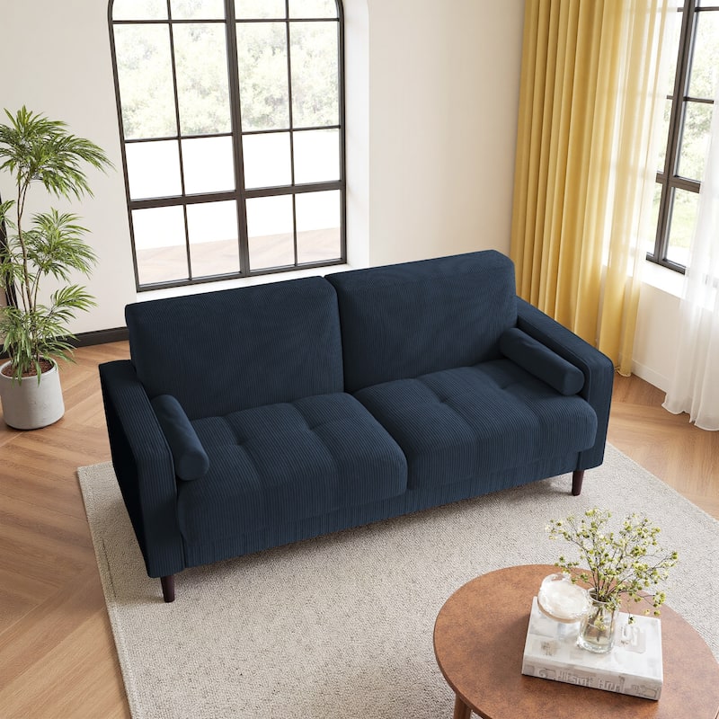 62.5'' W Corduroy Couch Upholstered Square Arm Sofa