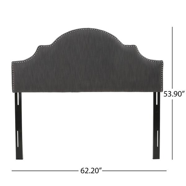 Queen/Full Size Upholstered Curved Headboard with Nailhead Trim Bed