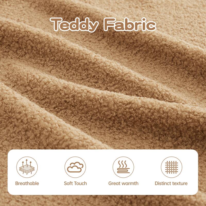 106" Teddy Fabric 32D Boneless Fluffy Comfy Sofa Couch with Chaise