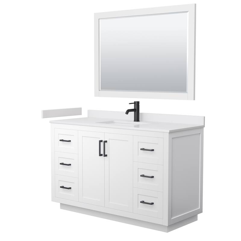 Miranda Single Vanity Set, Cultured Marble Top, 46-Inch Mirror