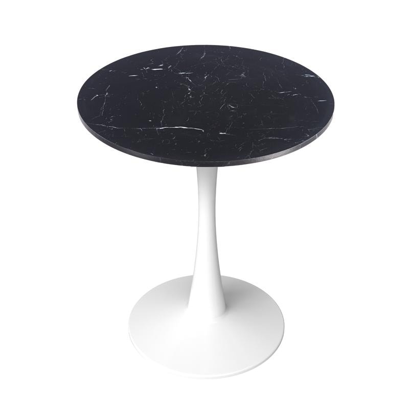 Bristol Modern Round Dining Table with Stain Resistant Solid Wood Top and White Pedestal Base for Home, Cafes and Restaurant