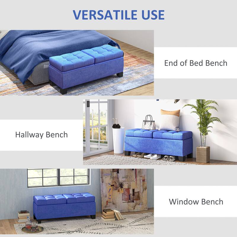 Upholstered Storage Bench with Safety Hinges for Living Room,Entryway,Bedroom