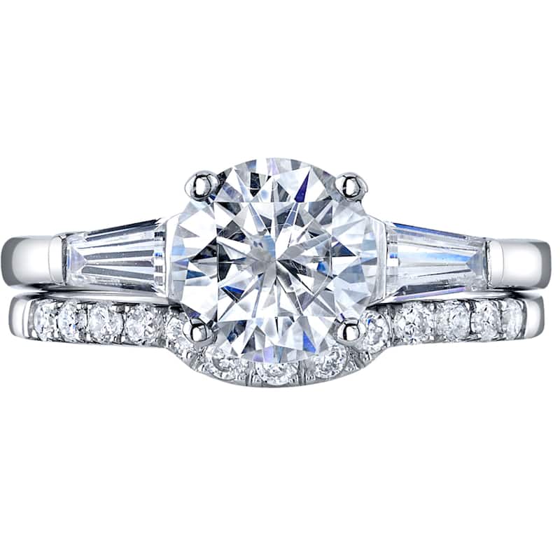 1.5 ct Moissanite Solitaire Engagement Ring Wedding Band Bridal Set in Sterling Silver