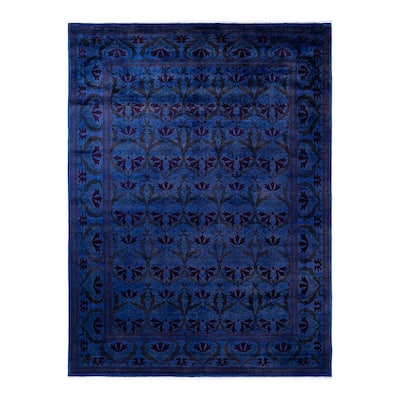 Overton Hand Knotted Wool Vintage Inspired Modern Contemporary Overdyed Purple Area Rug - 9' 3" x 12' 3"