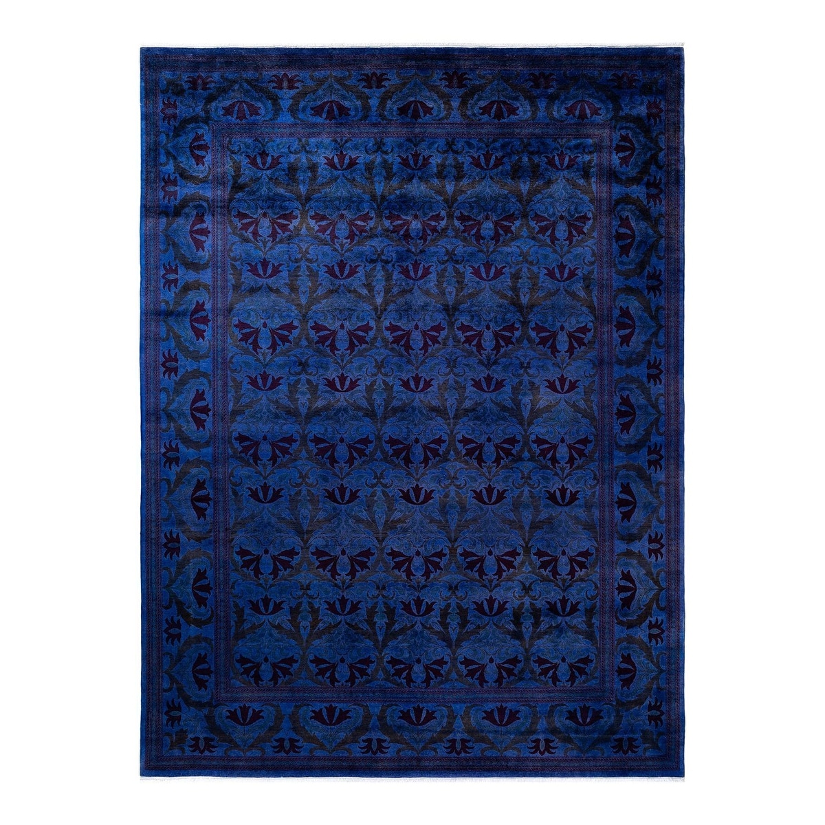 Overton Hand Knotted Wool Vintage Inspired Modern Contemporary Overdyed Purple Area Rug - 9' 3" x 12' 3"