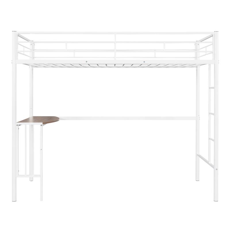 Industrial Metal Twin Loft Bunk Bed Steel Bedframe w/Desk, Twin Loft Bed for Kids Teens, Noise Free & No Box Spring Required