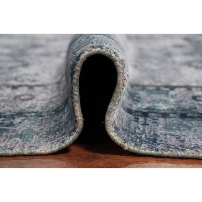 Hand Knotted Oriental Viscose Silk Carpet Transitional All-Over Multi-Colored Oushak Area Rug - 7' 10'' X 5' 7''