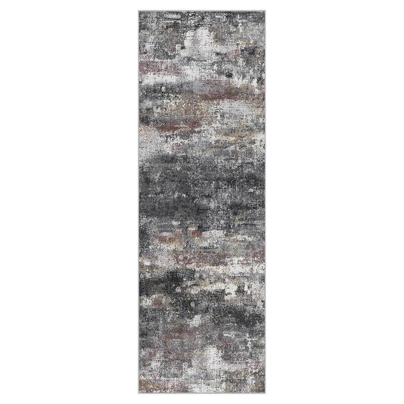 Mcow Abstract Low Pile Machine Washable Non-Slip Area Rug