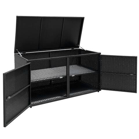 88 Gallon Garden Patio Rattan Storage Container Box - 85'' x 23.5'' x 48'' (L x W x H)