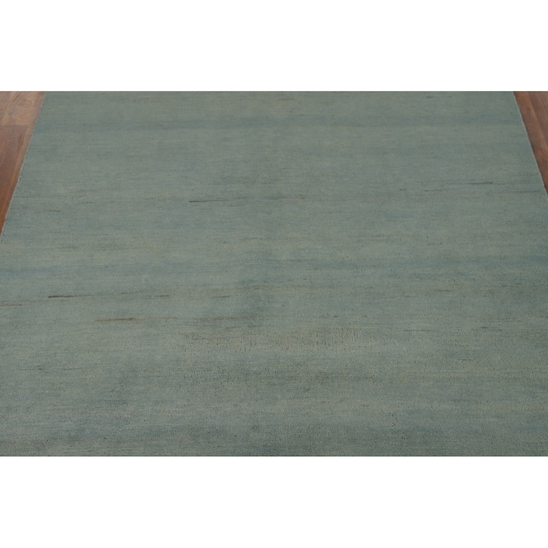 Blue & Green Modern Gabbeh Oriental Rug Hand-Knotted Wool Carpet - 5'0"x 6'5"