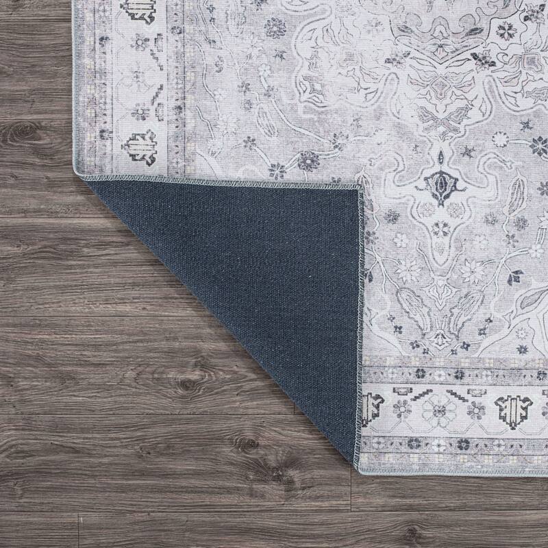 Transitional Medallion Machine Washable Area Rug