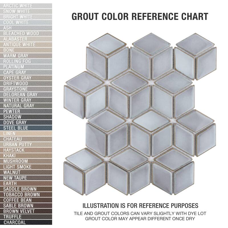 Merola Tile Hudson Rhombus Grey Eye 10-1/4" x 11-3/4" Porcelain Mosaic Floor and Wall Tile