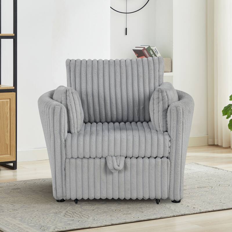 Modern Fabric Sleeper Single Sofa with USB and 2 pillows