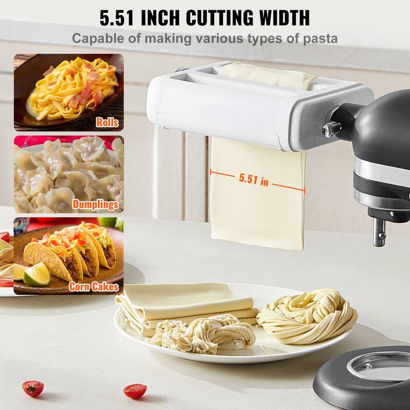Pasta Attachment for KitchenAid Stand Mixer, Stainless Steel Pasta Roller Cutter Set Including Pasta Sheet Roller