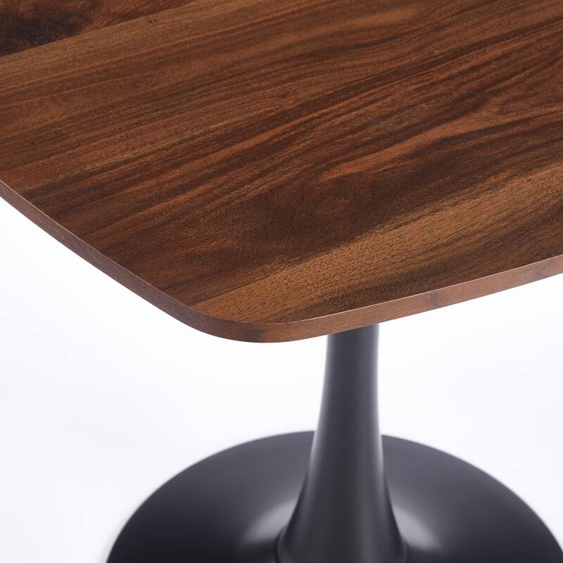 Pedestal Dining Table Round Top MDF and Metal Halloween Style Modern