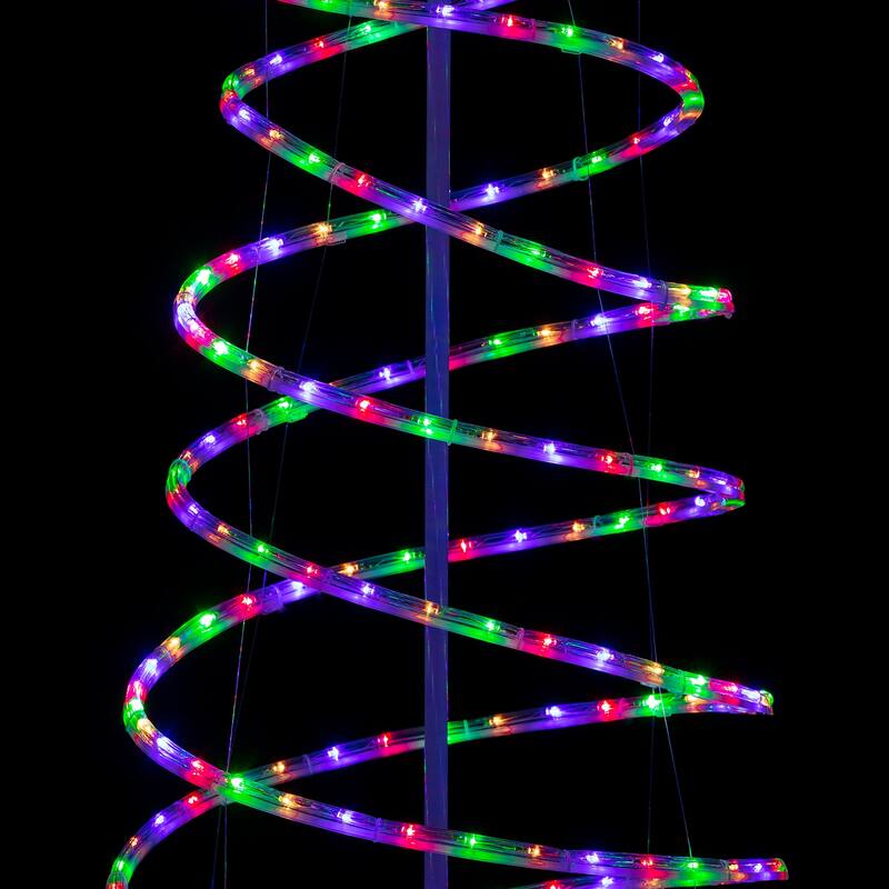 Alpine Corporation Indoor/Outdoor Artificial Spiral Christmas Tree with Multi-Color LED Lights - White