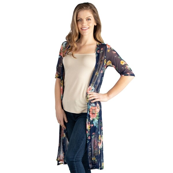 navy floral cardigan