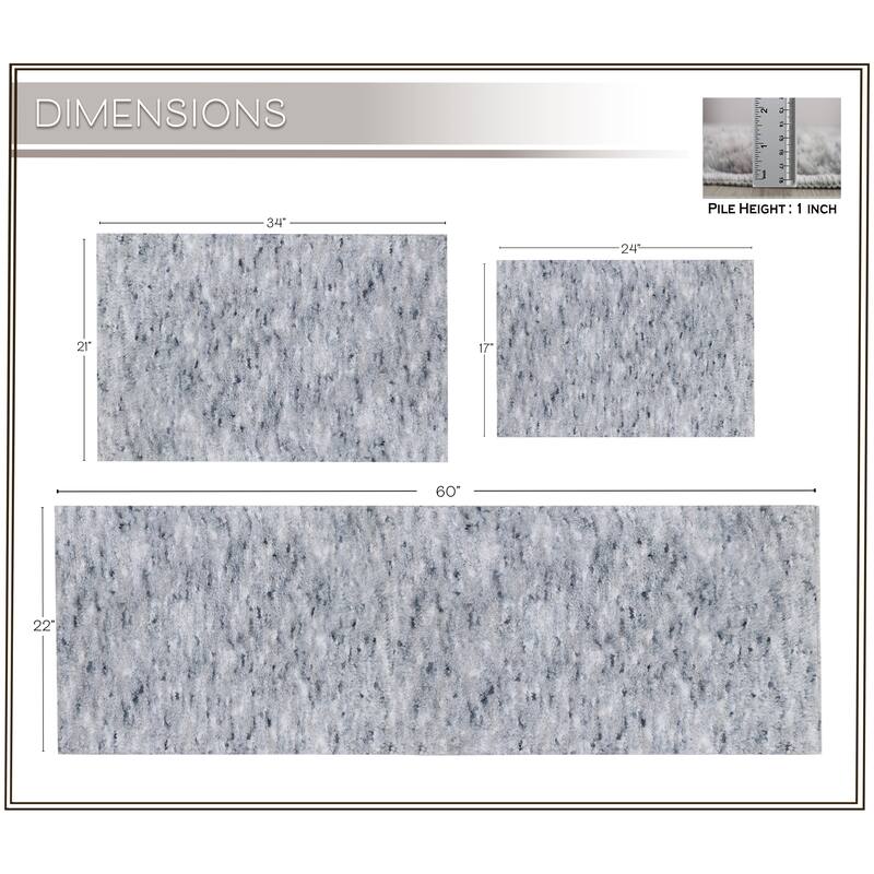 Home Weavers Cloud Comfort 100% Microfiber Bathroom Rug, Non Slip Bath & Water Absorbent Soft Bath Mat - 3 PC Set with Runner