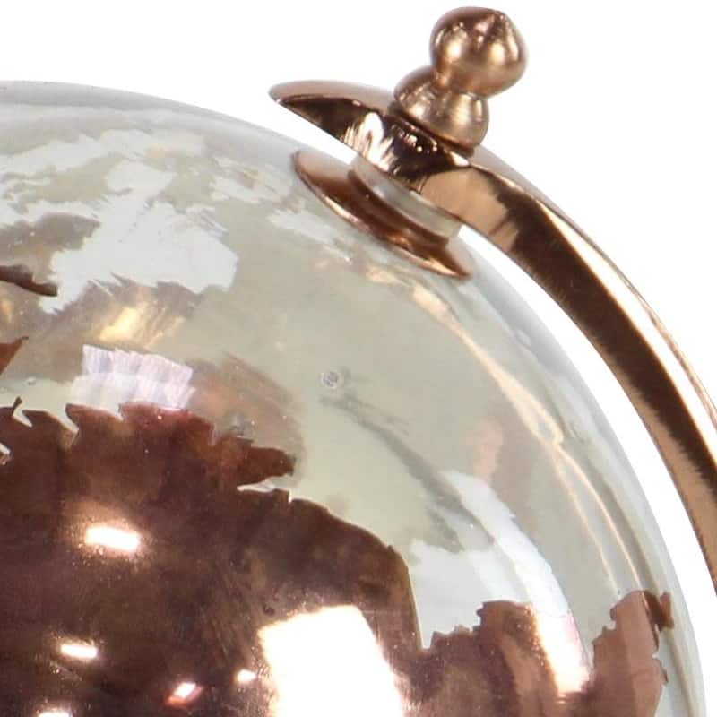 Aluminum Metal Globe with Tiered Base - Copper, Gold or Silver - Roche River Decor