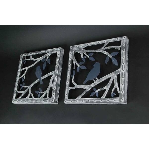 Shop Birds And Branches 2 Piece Blue And Gray Metal Wall Sculpture