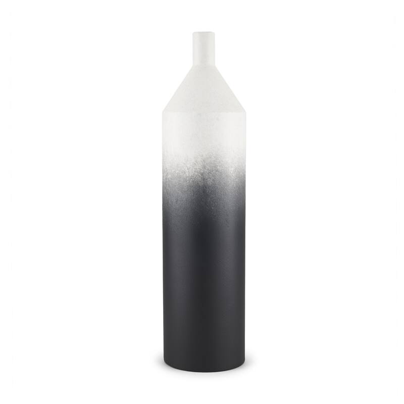24" Black And White Ombre Metal Table Vase - 5.91