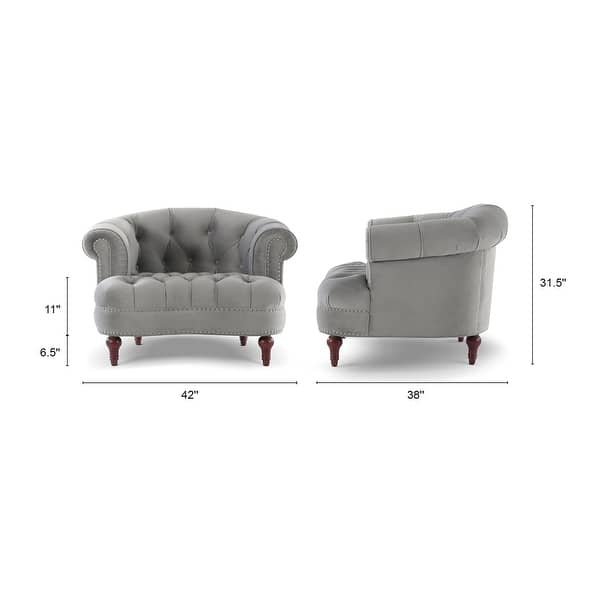 dimension image slide 5 of 6, La Rosa Velvet Tufted Upholstered Accent Chair