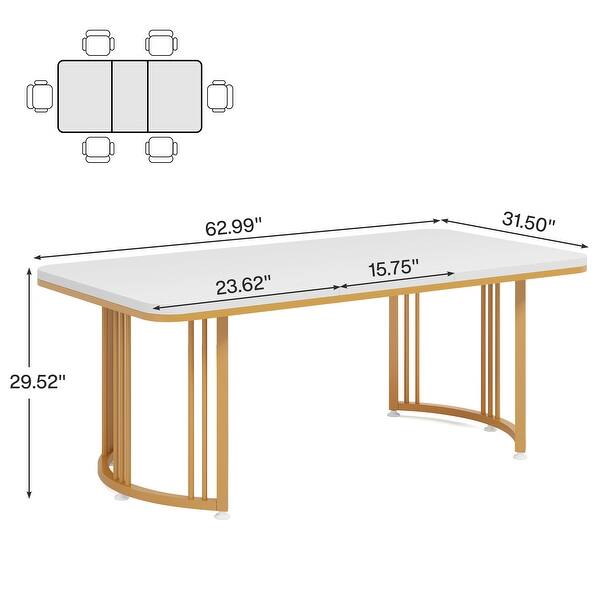 63-Inch White Gold Dining Table for 4-6 People - Bed Bath & Beyond ...