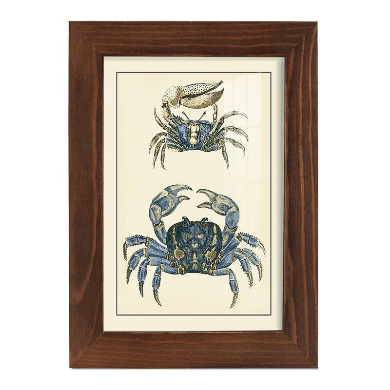Antique Blue Crabs II -Framed Print w/glass-Cherry Red