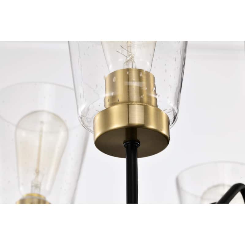 Kendrey 25 Inch Modern Seeded Glass Design Chandelier 5 Light - N/A